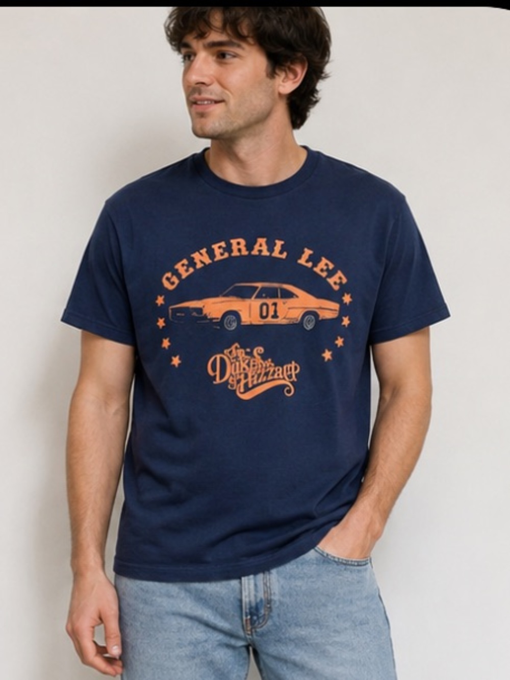 Men’s navy blue graphic tee dukes of hazard large tee